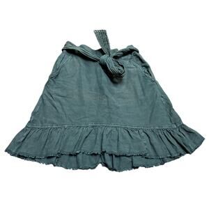Pilcro by Anthropologie Ruffle Elastic Tie Waist Mini Skirt Dark Teal Medium